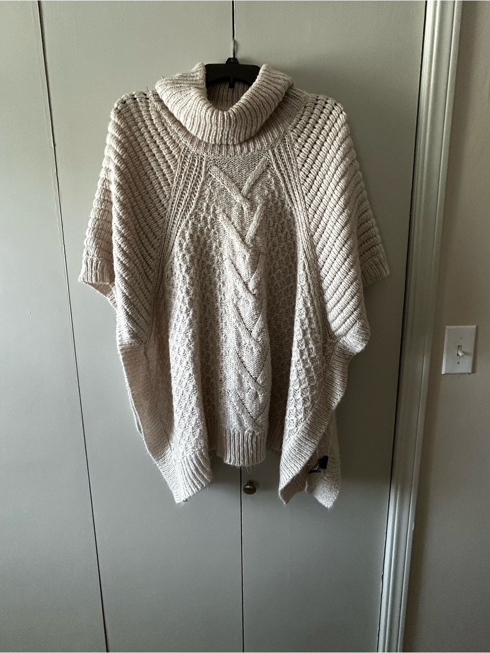 Mossimo Supply Co. Cream Cable-Knit Turtleneck Poncho
